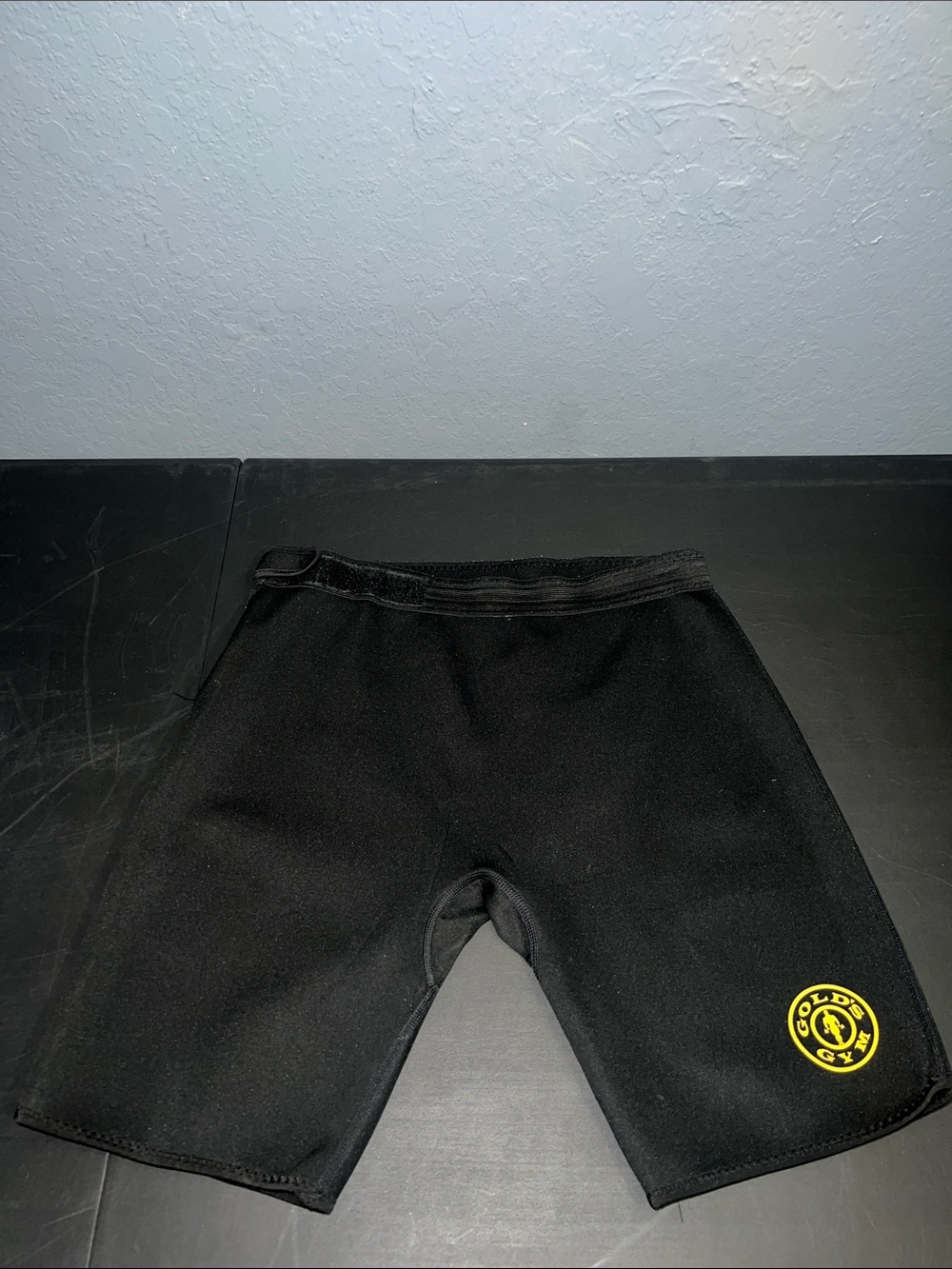 Gold's Gym Black Athletic Neoprene Training Shorts with Yellow Logo